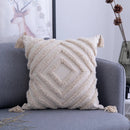 Axyaa Beige Tufted Tassel Pillow Cover 18x18" 12x20" for Couch Bed Living Room