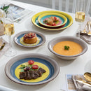 Axyaa Arco 18-Piece Handpainted Ceramic Tableware Set - Spiral & Colourful Stoneware Dinner Set