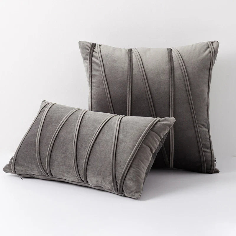 Blue Velvet Cushion Cover Set 18x18" - Axyaa Decorative Pillows for Living Room