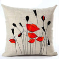 Axyaa Red Poppy Watercolor Cushion Cover