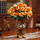 Axyaa European Resin Vase & Artificial Flower Set for Home Office Decor
