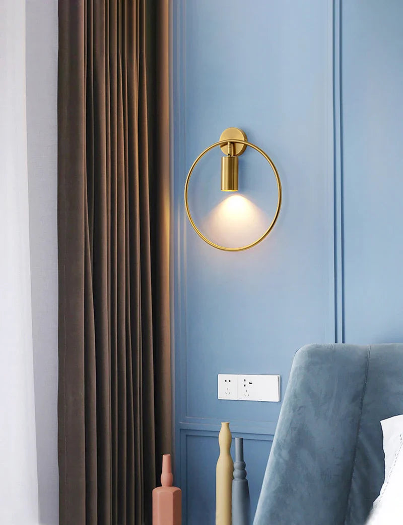 Axyaa Scandinavian Modern Bedside LED Lamp Wall Lights Gold Black Indoor Decor