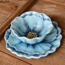 Axya Embossed Flower Ceramic Bowl Set for Dining and Decoration