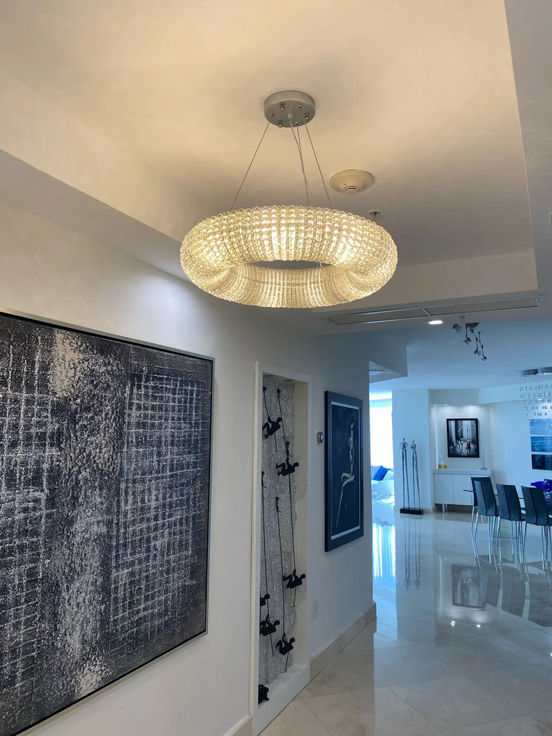 Axyaa Crystal LED Chandelier for Home Indoor Lighting