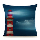 Axyaa Mediterranean Lighthouse Sail Print Pillow Cover for Home Decor