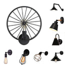 Axyaa Industrial Metal Wheel Wall Sconce - Vintage Loft Bedside Light