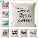 Axyaa Best Memories Happy Camper Cushion Cover - Bedroom Sofa Home Decor
