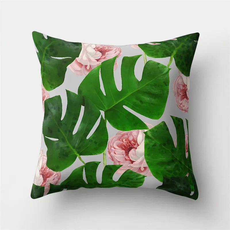 Axyaa Tropical Plants & Hibiscus Flower Pillow Cover Collection
