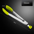 Axyaa Silicone Head Stainless Steel BBQ Grilling Tongs, Non-Stick Food Clamp