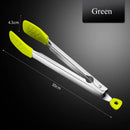 Axyaa Silicone Head Stainless Steel BBQ Grilling Tongs, Non-Stick Food Clamp