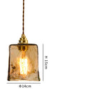 Axyaa Wood Copper Pendant Lights Flush Japanese Style Amber Glass LED Lamp