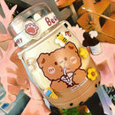Axyaa Kawaii Jumbo Bear Water Bottle for Kids - Cute & Portable with Straw