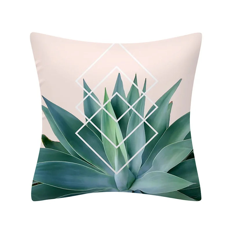 Axyaa Cactus Plant Pattern Pillow Cover Abstract Art Sofa Throw Decor Case
