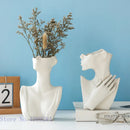 Axyaa Abstract Human Face Ceramic Vase - Artistic Handicraft Ornaments