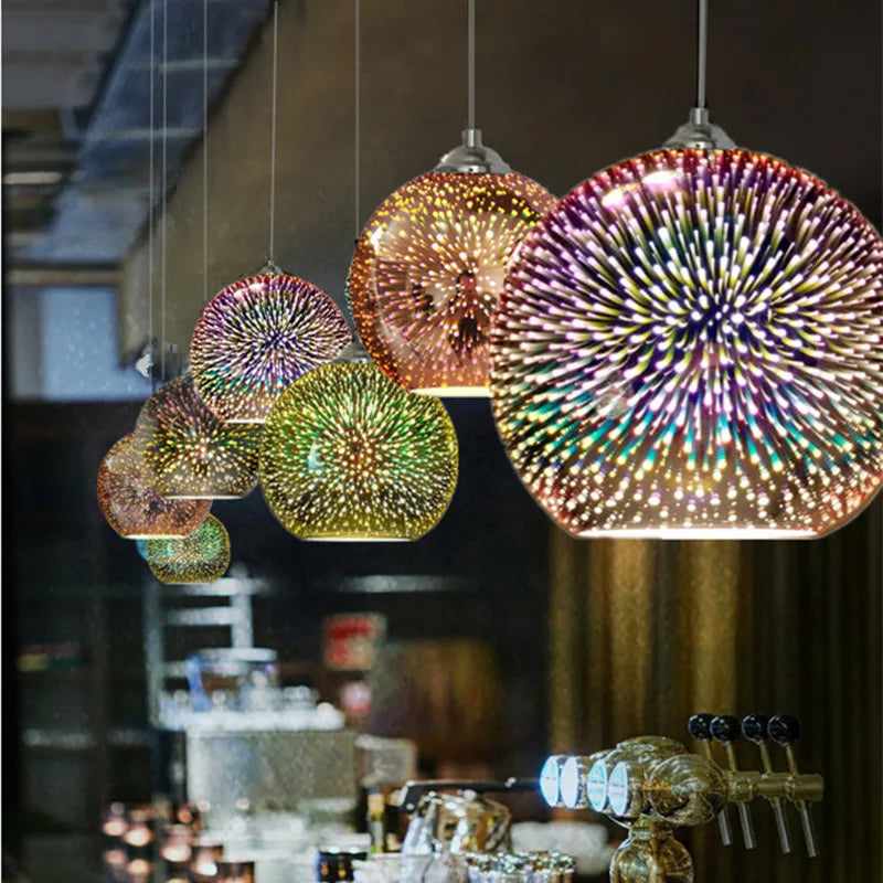 Colorful 3D Glass Pendant Lights by Axyaa: Modern Kitchen Hanging Lamps