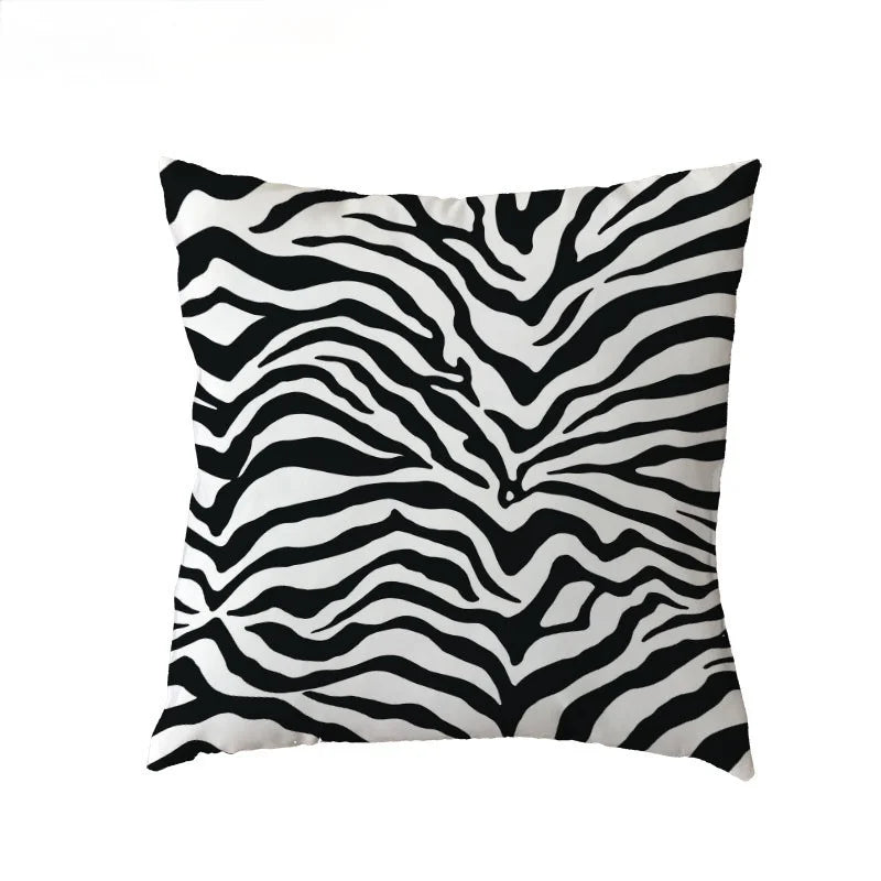 Zebra White Geometric Trilateral Watercolor Cushion Covers by Axyaa