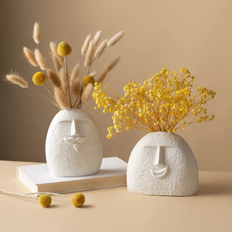 Axya™ Creative Face Shape Vase: Nordic Style Ceramic Flowerpot for Room Decoration