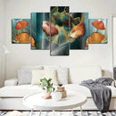Axyaa Ginkgo Leaf Canvas Art Print Set for Elegant Home Decor