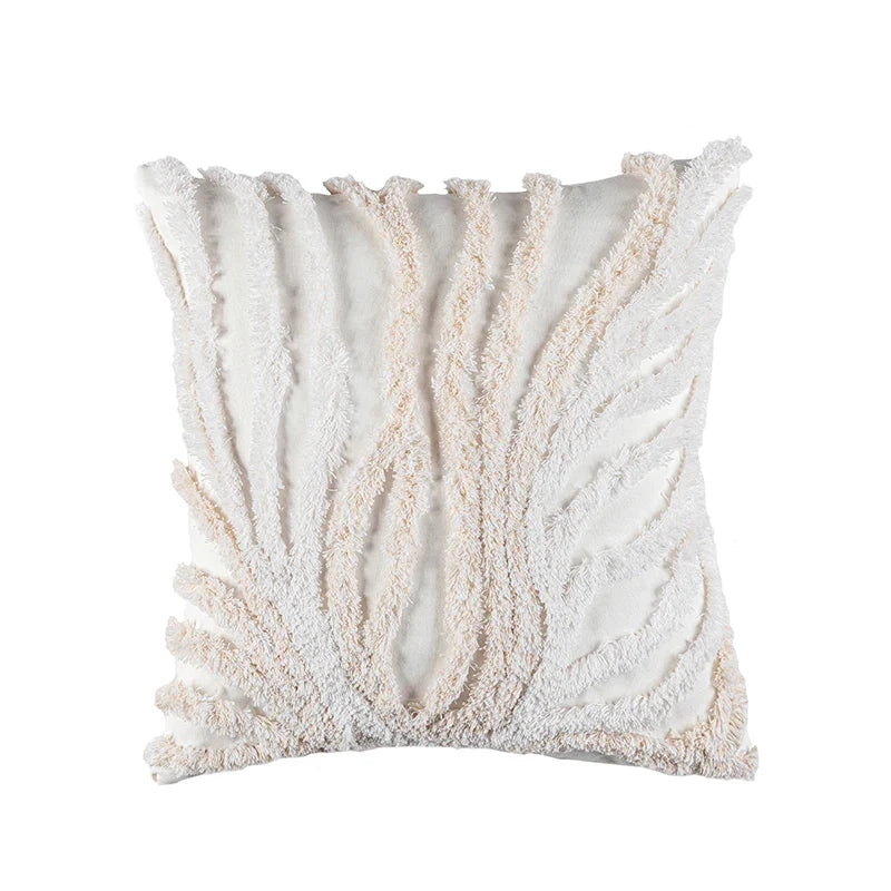 Beige Grey Tufted Coral Pillow Cover by Axyaa for Stylish Home Decor
