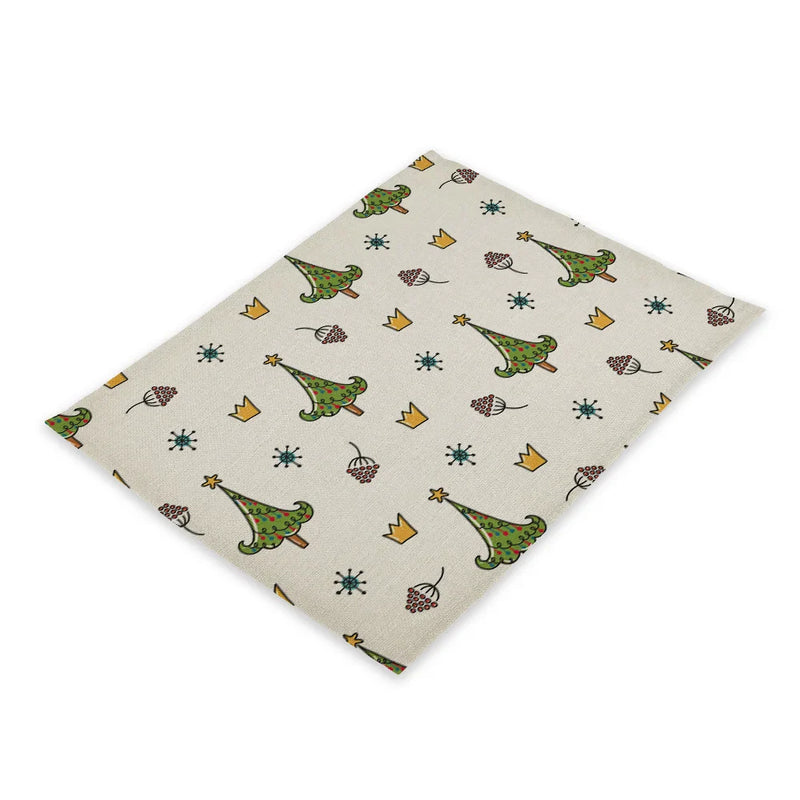 Axyaa Christmas Table Set: Placemats, Napkins, Coasters, Kitchen Cloth.