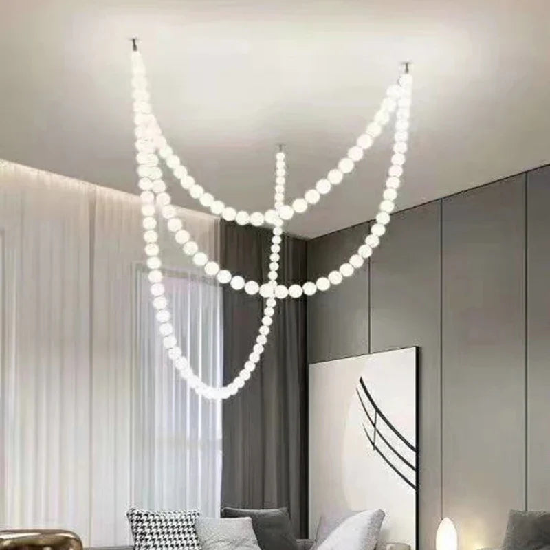 Axyaa Nordic Luxury LED Glass Chandeliers for Staircase and Hotel Engineering