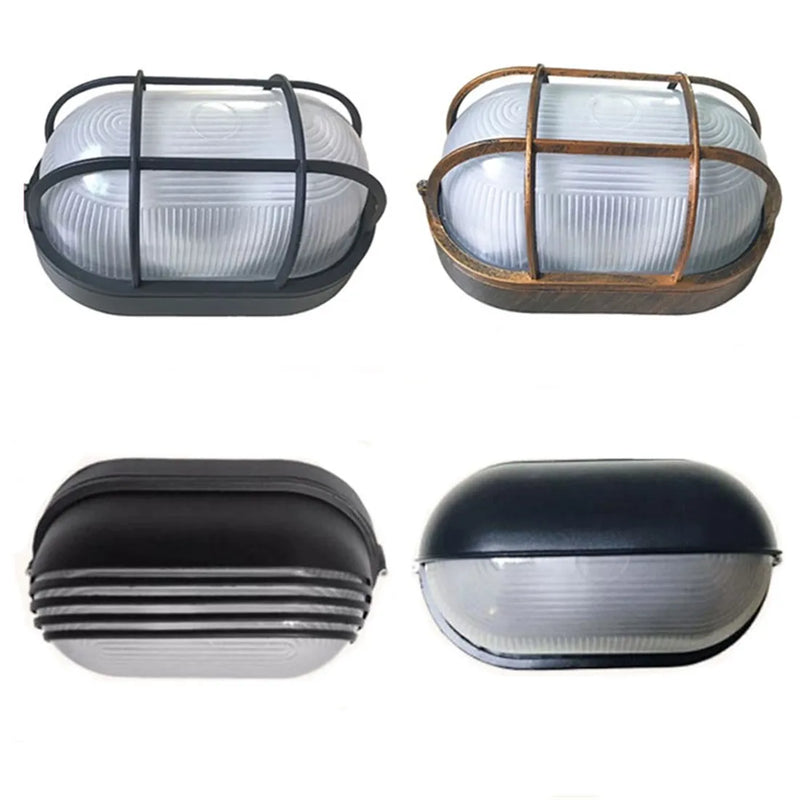 Axyaa Outdoor Bulkhead Wall Lantern Black Wall Sconce for Exterior Security.