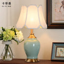 Axyaa Green Ceramic Table Lamp, Chinese-Inspired for Bedroom or Living Room