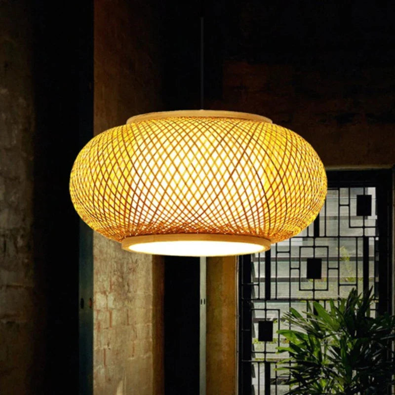 Axyaa Woven Vine Pendant Light: Simple E27 Bamboo Lamp for Home and Hospitality