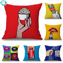 Axyaa Pop Art Lips Cushion Cover for Home Decor 45x45cm