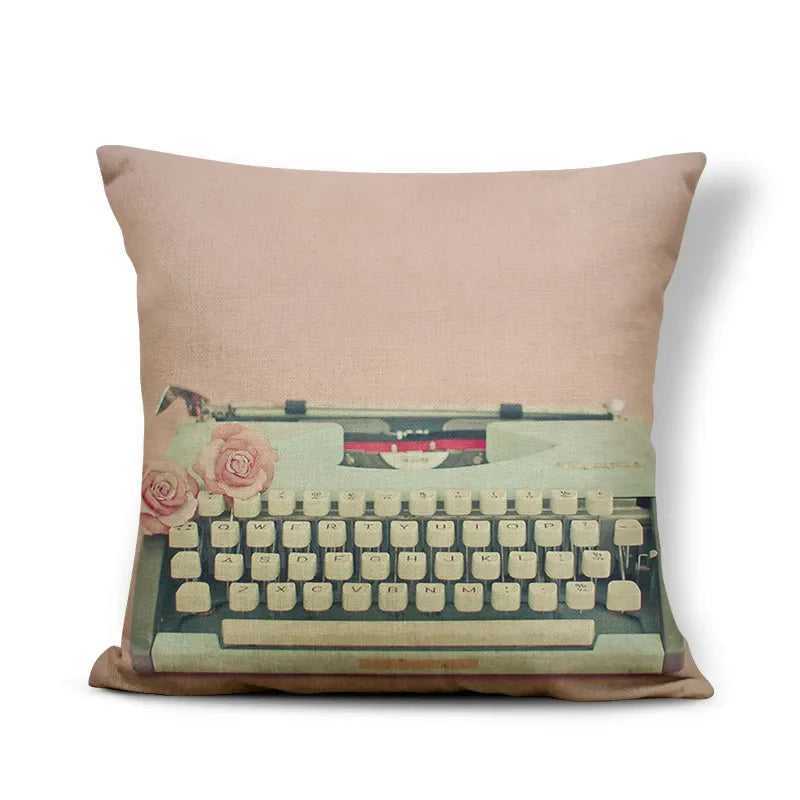 Axyaa Retro Record Camera Pillow Cover - 45X45CM