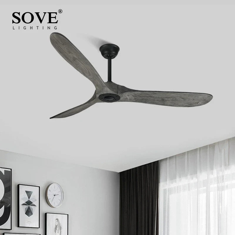 Axya 52" Grey Vintage Wooden Ceiling Fan with Remote Control