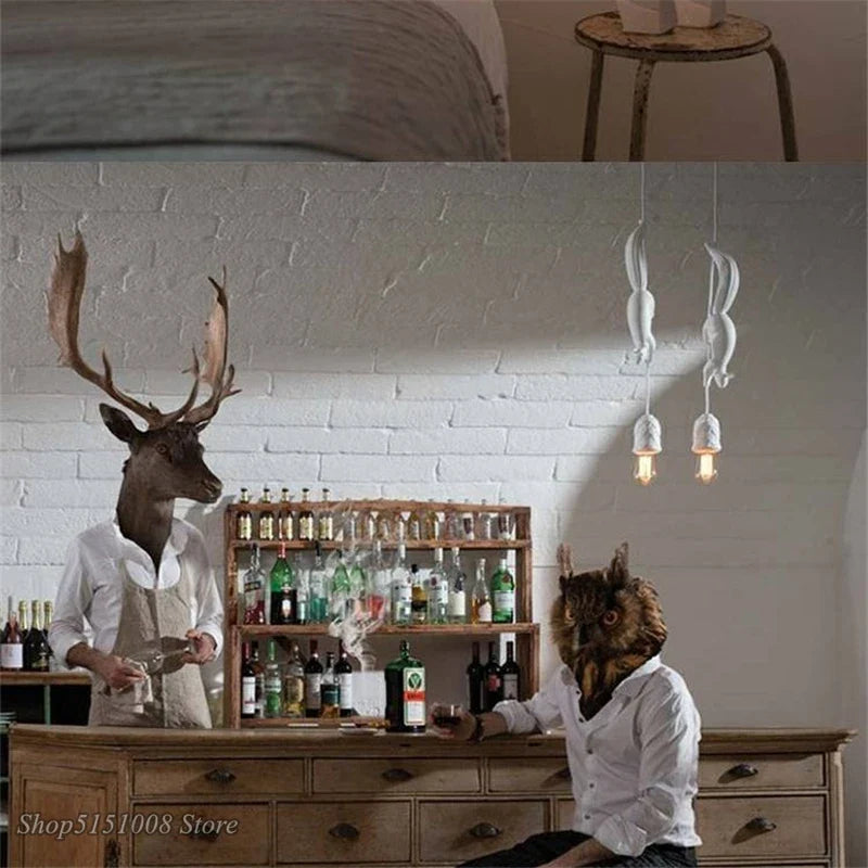 Axyaa Nordic Squirrel Resin LED Pendant Light - Modern Industrial Decor