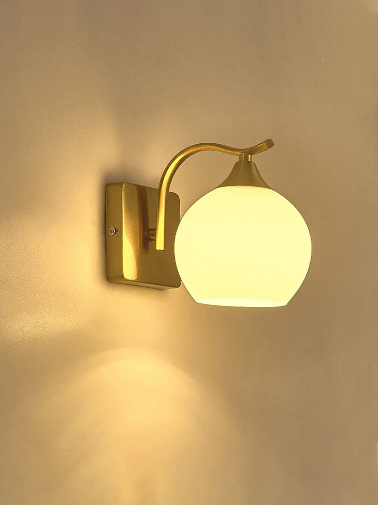 Axyaa Brass Glass Wall Sconce - Classic Nordic Design for Home Interior