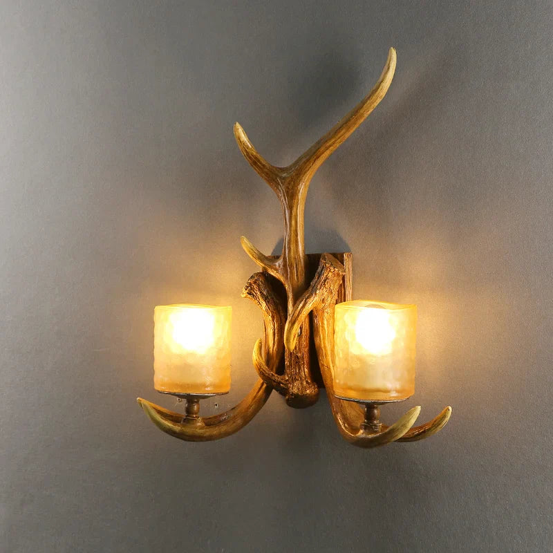 Axyaa Retro Antlers Deer Wall Lamp for Living Room & Bar Décor