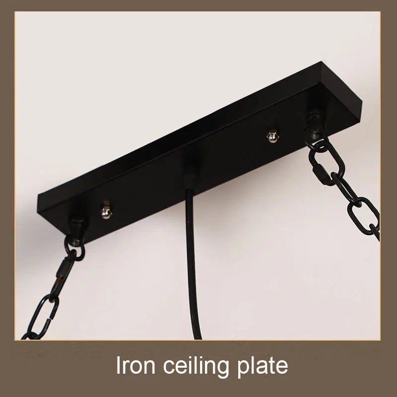 Axyaa Vintage Hemp Rope Wood Ceiling Chandelier Dining Room Pendant Lamp