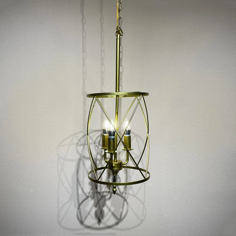 Axyaa Retro Industrial Crystal Pendant Lamp - Black Gold Vintage Chandelier