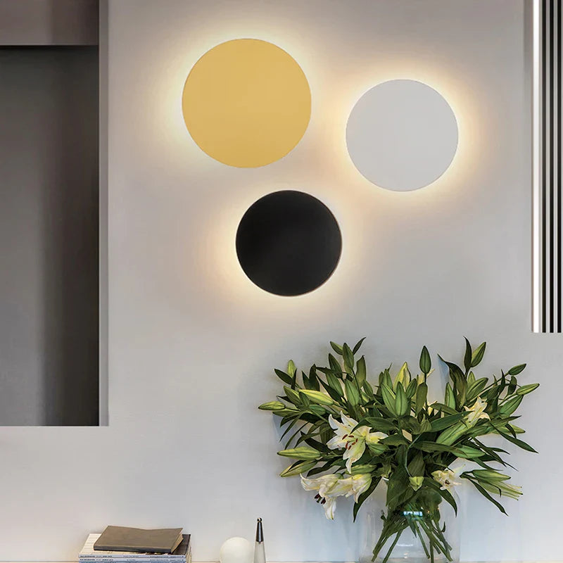 Axyaa Round LED Wall Light: Modern Living Room Decor Sconce Luminaire