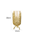 Axyaa Glass Vase with Golden Metal Branches Stand for Hydroponic Flower Arrangement