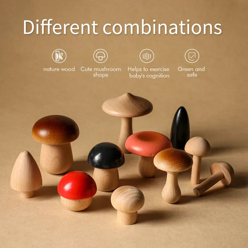 Axya Wooden Mushroom Building Block Set for Creative Play