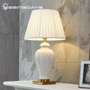 Axyaa White Ceramic Table Lamp for Bedroom Night Light décor