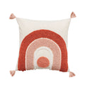 Axyaa Pink Rainbow Tufted Diamond Pillow Cover for Living Room Girls Room