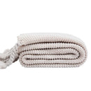 Axyaa Ivory Pink Knit Throw Blanket with Tassels