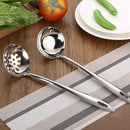 Axyaa Stainless Steel Wooden Handle Soup Spoon Colander - Large Kitchen Utensil