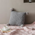 Axyaa Chenille Knit Cushion Cover 45x45cm With PomPom Ball - Pink/Grey/Cream - Home Decor Pillow Case