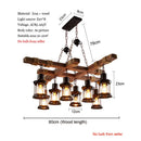 Axyaa 8-Light Vintage Wood Chandelier Glass Pendant Iron Lamp for Cafe Bar Loft