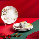 Axya Ceramic Plate: Chinese Style Floral Bird Design, Round Dinner Dish, Decorative Tableware