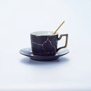 Axyaa Marble Ceramic Tea Set 200ml Nordic Coffee Cup Saucer Spoon Matt Porcelain
