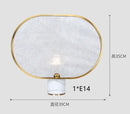 Axyaa Marble Fabric Shade E14 Table Lamp, White Stone Gold Finish, LED, Modern Style