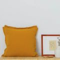 Axyaa Fringed Cotton Linen Cushion Cover 50x50cm Solid Pillow for Home Decor
