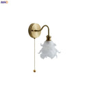 Axyaa Flower Glass Copper Wall Sconce LED Light with Pull Chain Switch